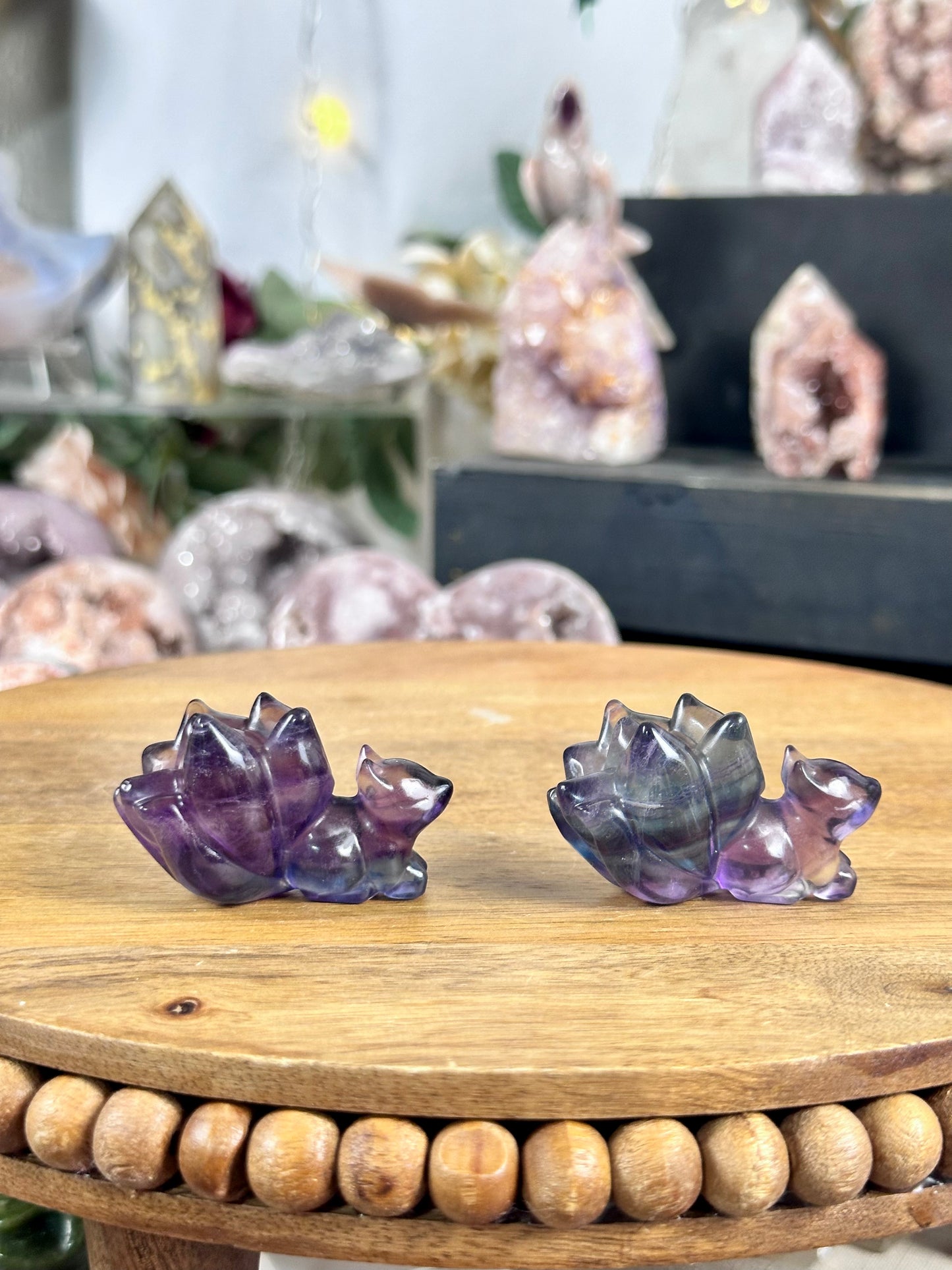 Rainbow Fluorite Nine Tail Fox | Short Tail