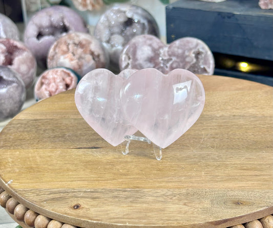 Rose Quartz Double Heart