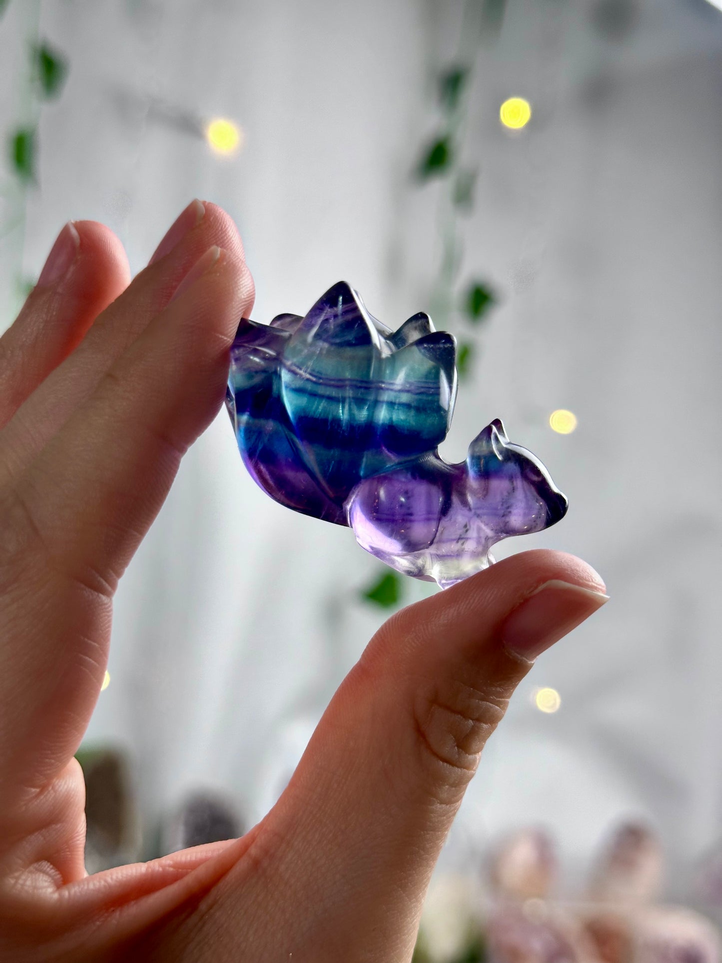 Rainbow Fluorite Nine Tail Fox | Short Tail