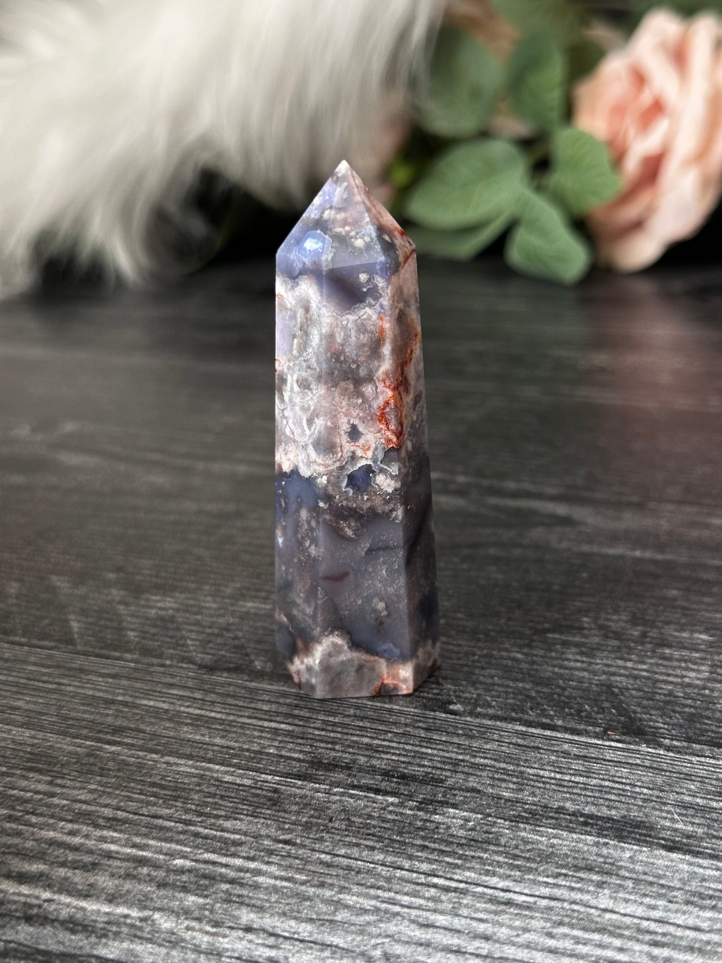 Blue Flower Agate Tower