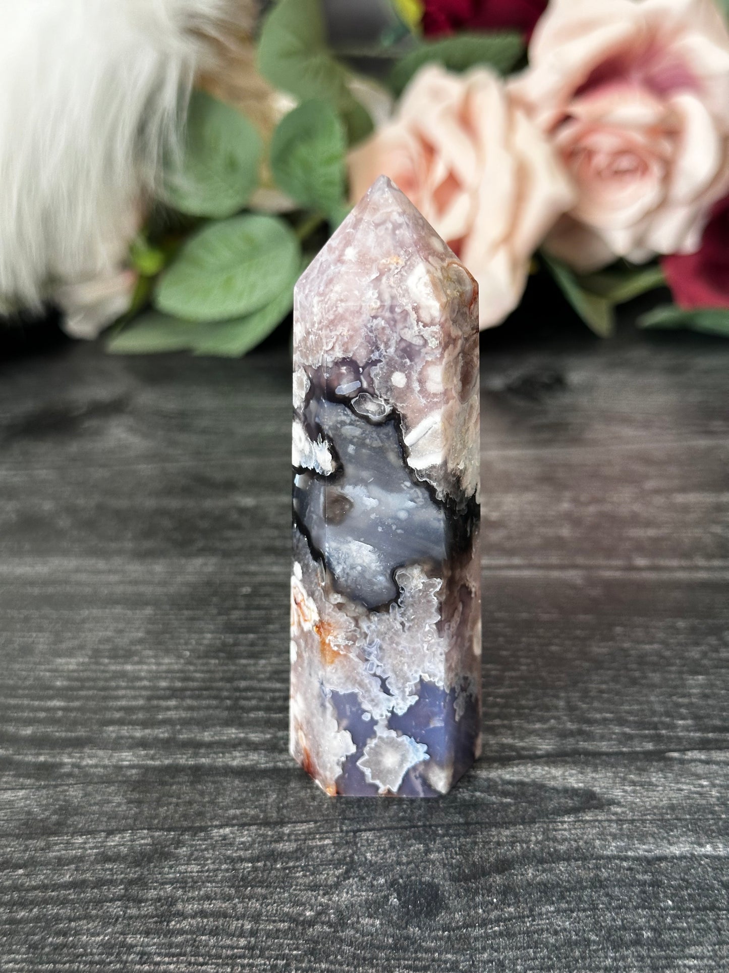 Blue Flower Agate Tower