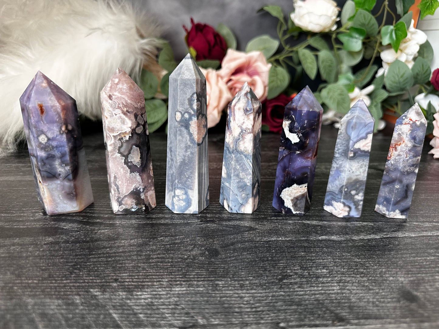 Blue Flower Agate Tower