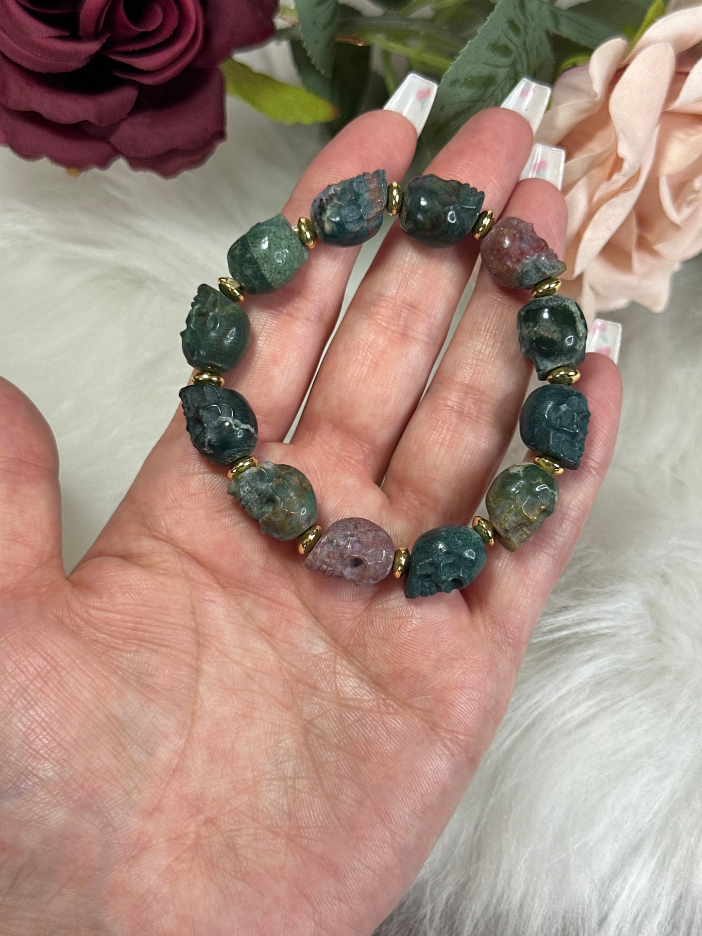 Ocean Jasper Skull Bracelet