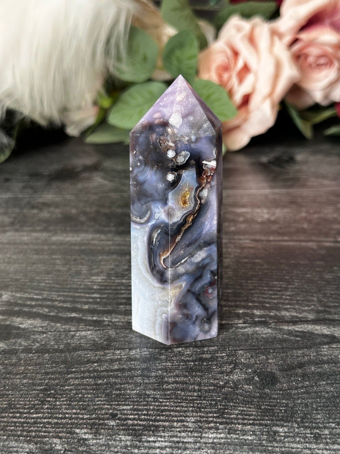 Blue Flower Agate Tower