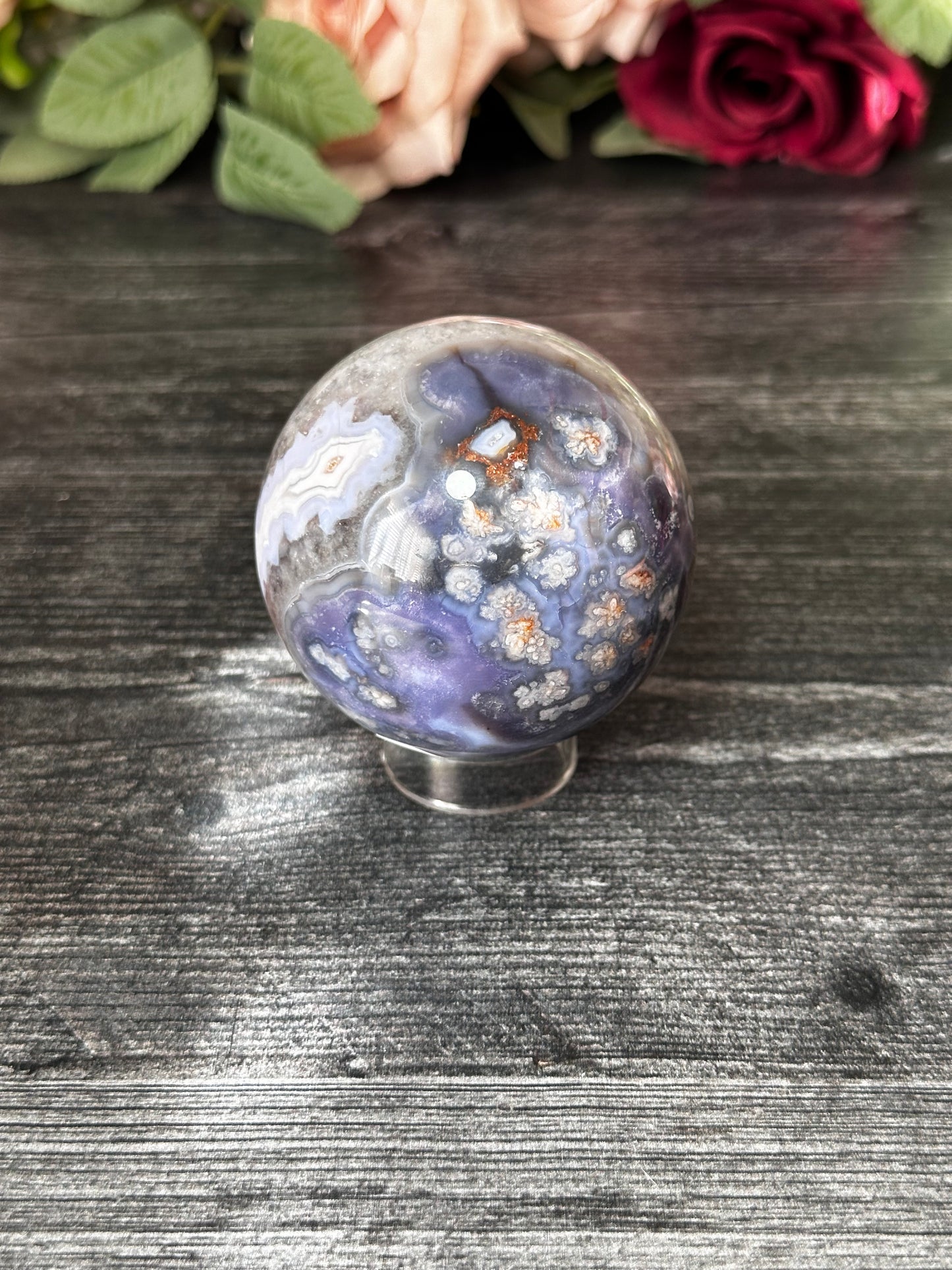 Blue Flower Agate Sphere