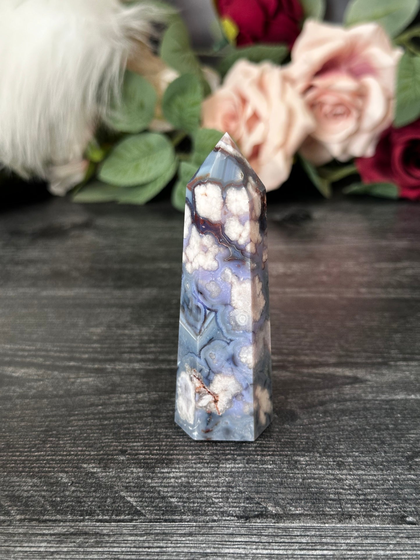 Blue Flower Agate Tower