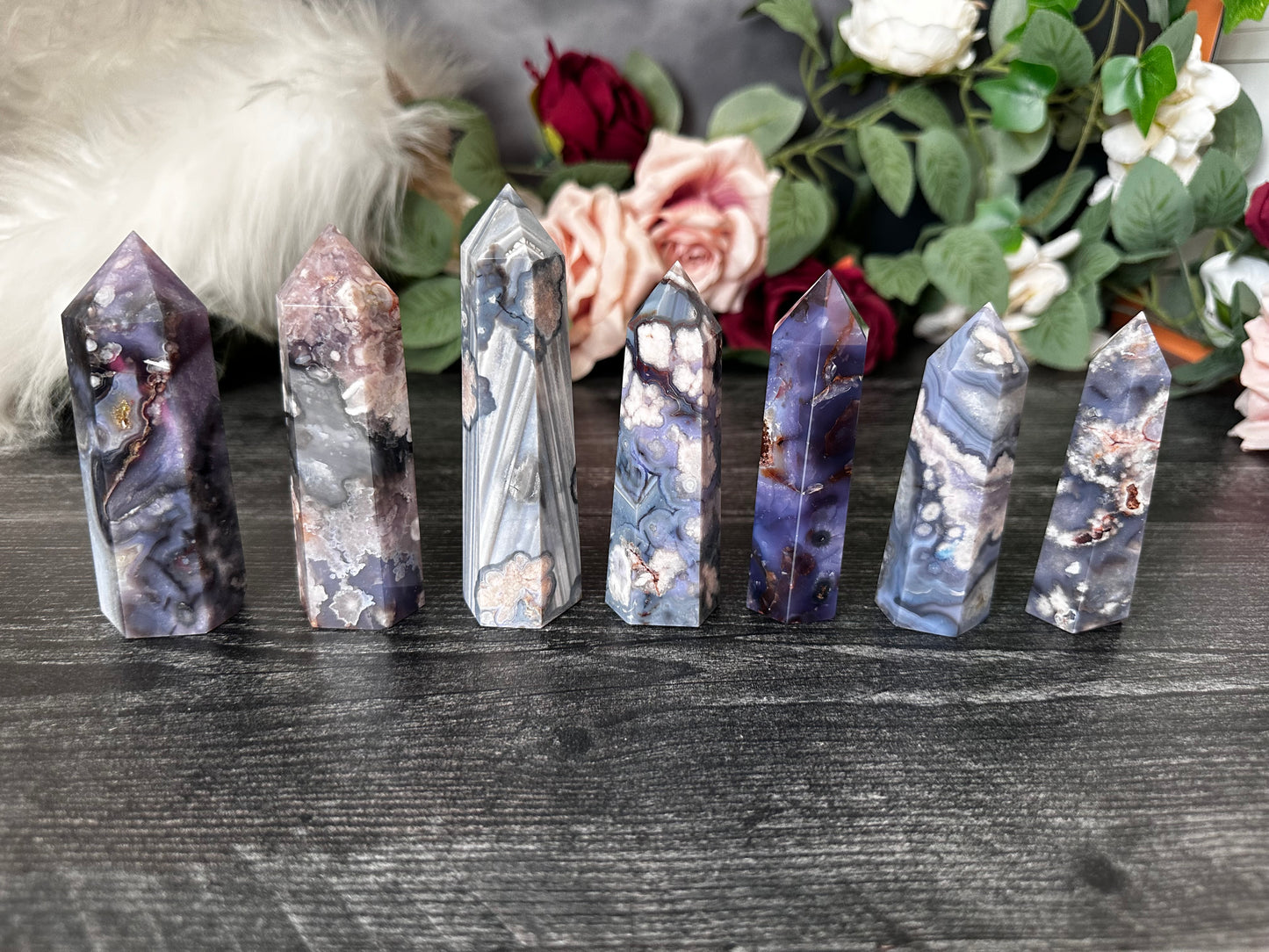 Blue Flower Agate Tower