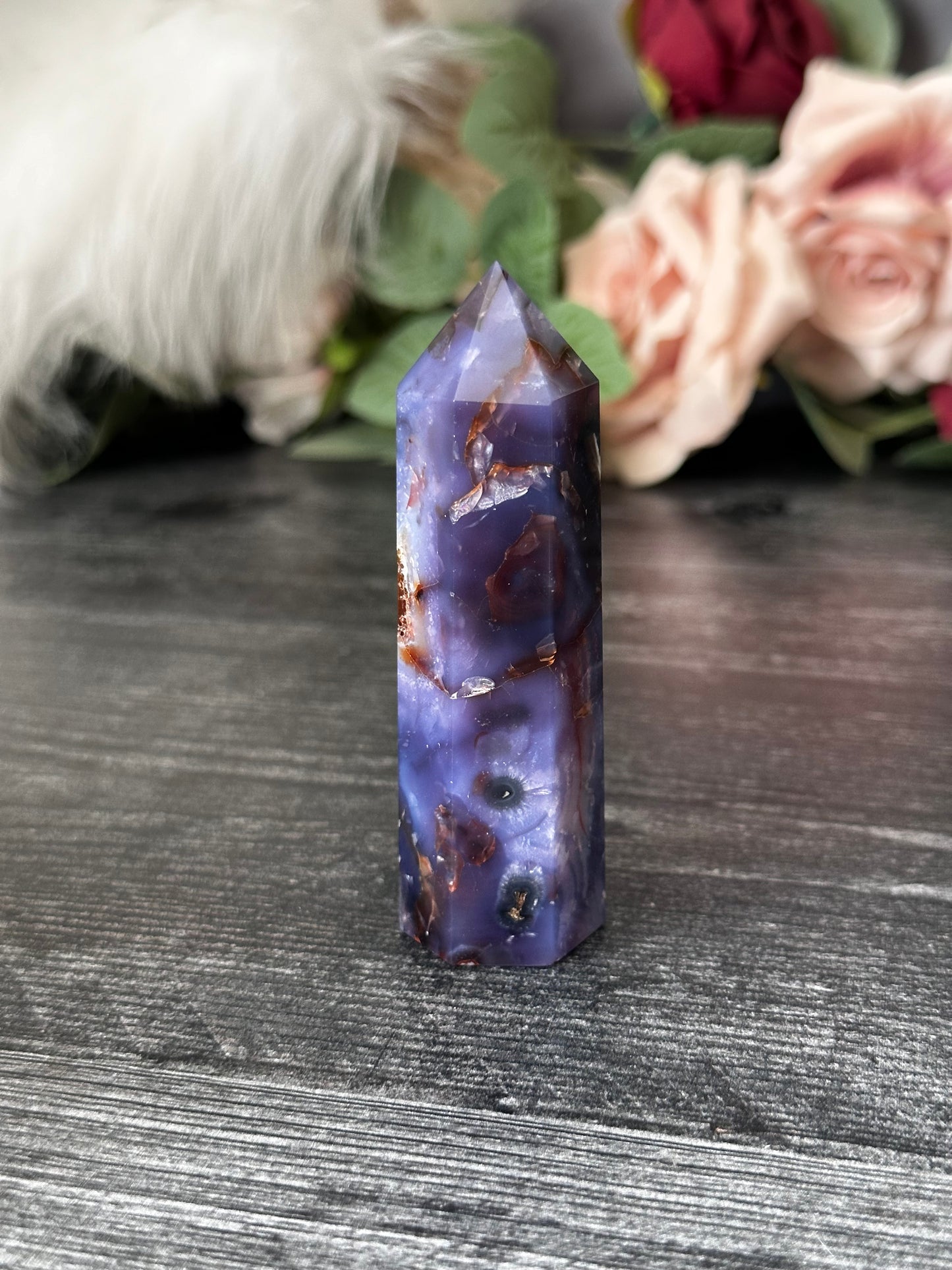 Blue Flower Agate Tower