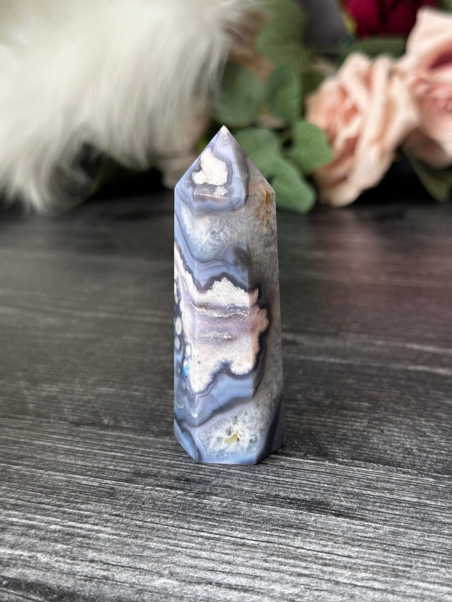 Blue Flower Agate Tower