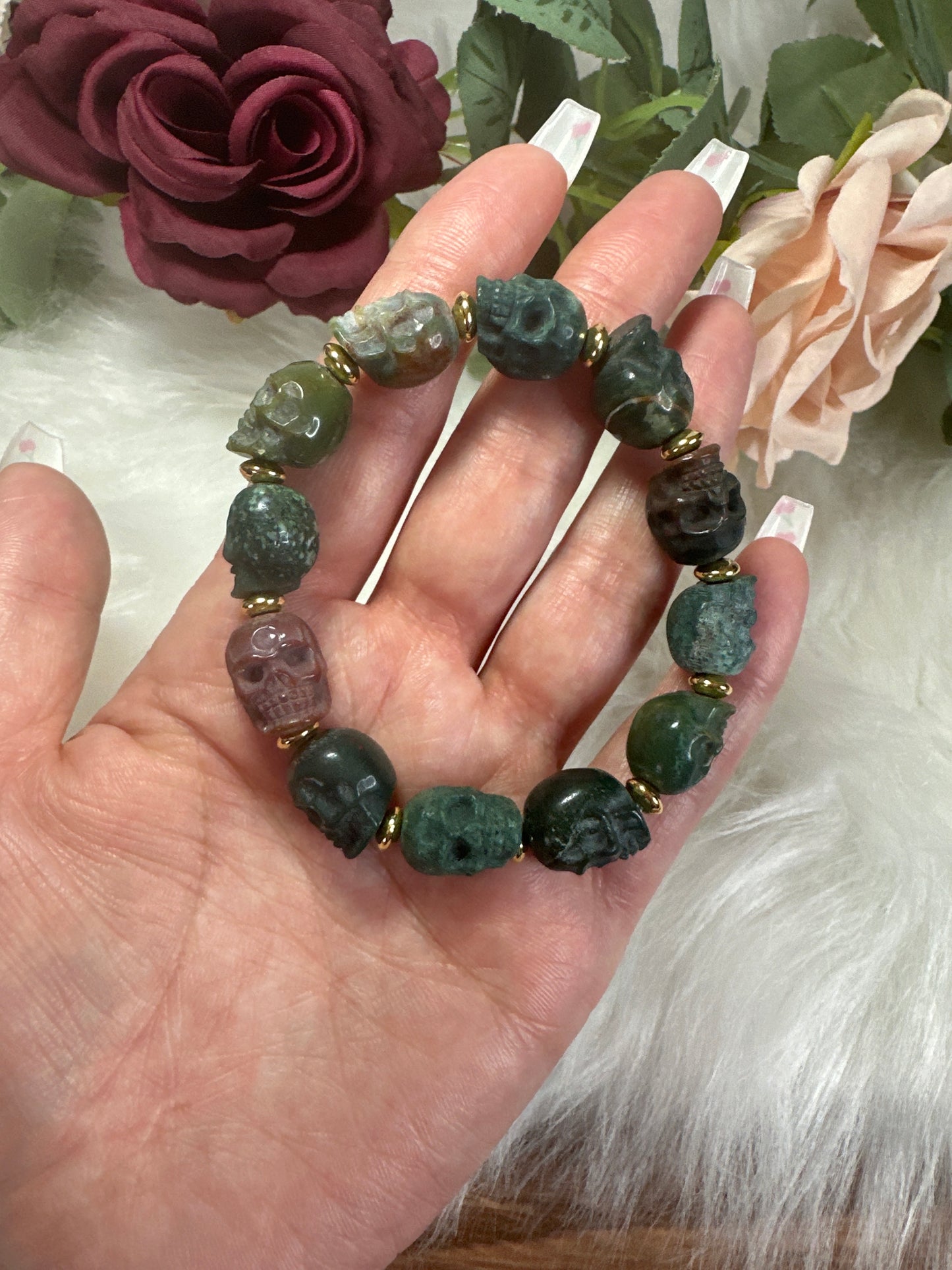 Ocean Jasper Skull Bracelet