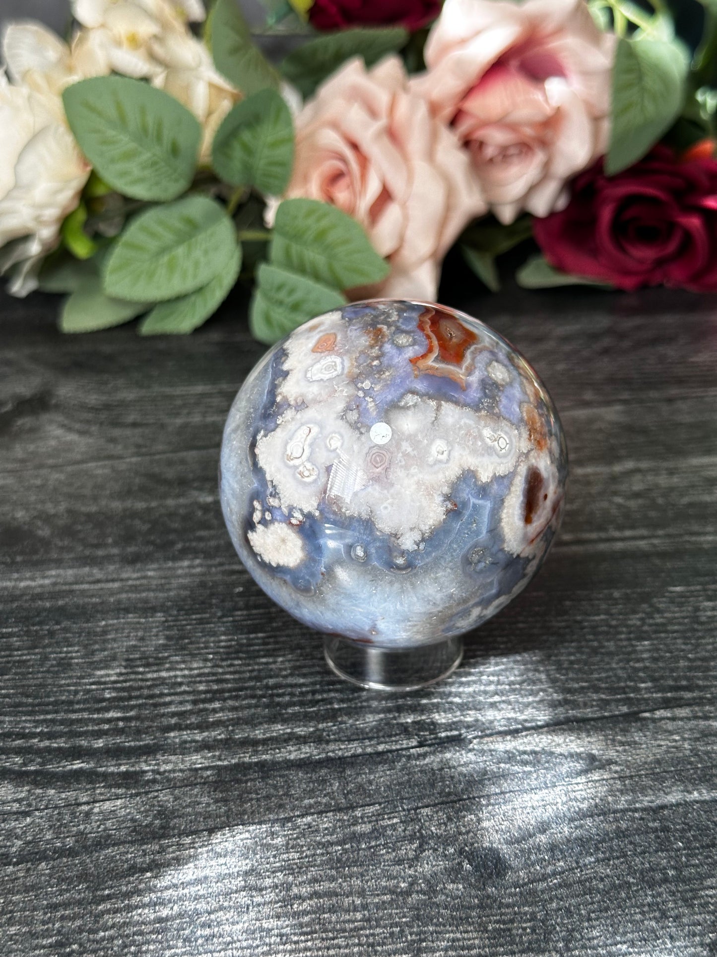 Blue Flower Agate Sphere