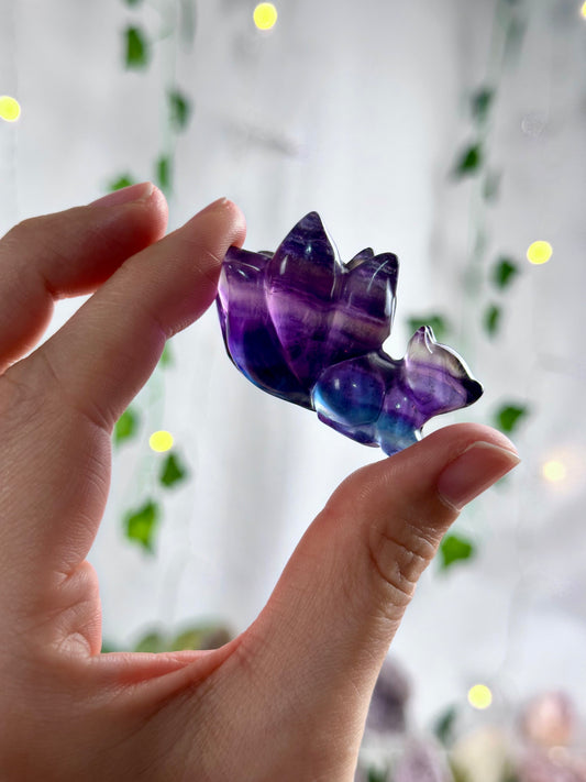 Rainbow Fluorite Nine Tail Fox | Short Tail