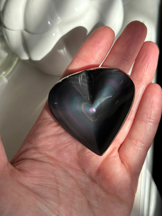 Rainbow Obsidian Heart