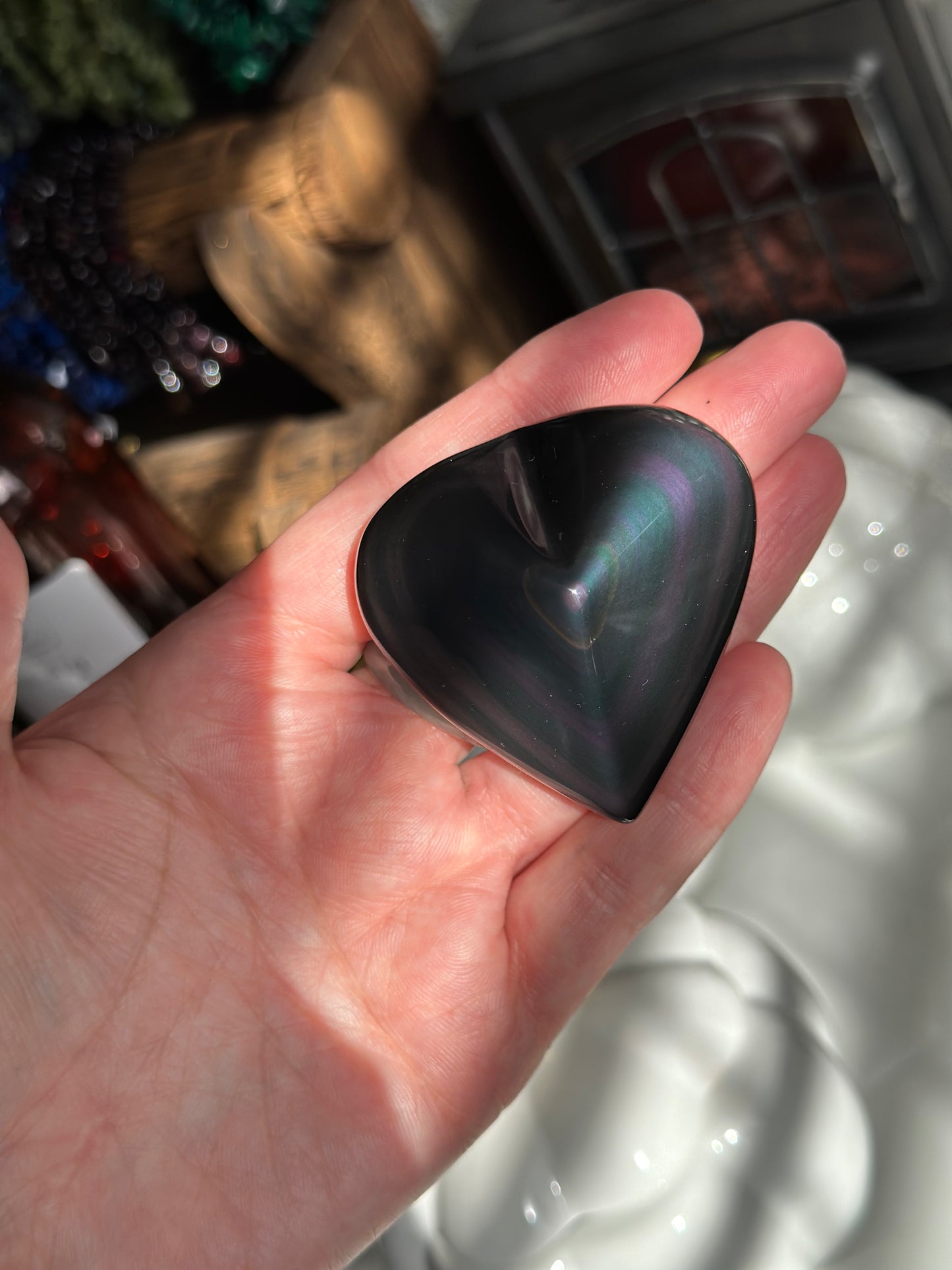 Rainbow Obsidian Heart