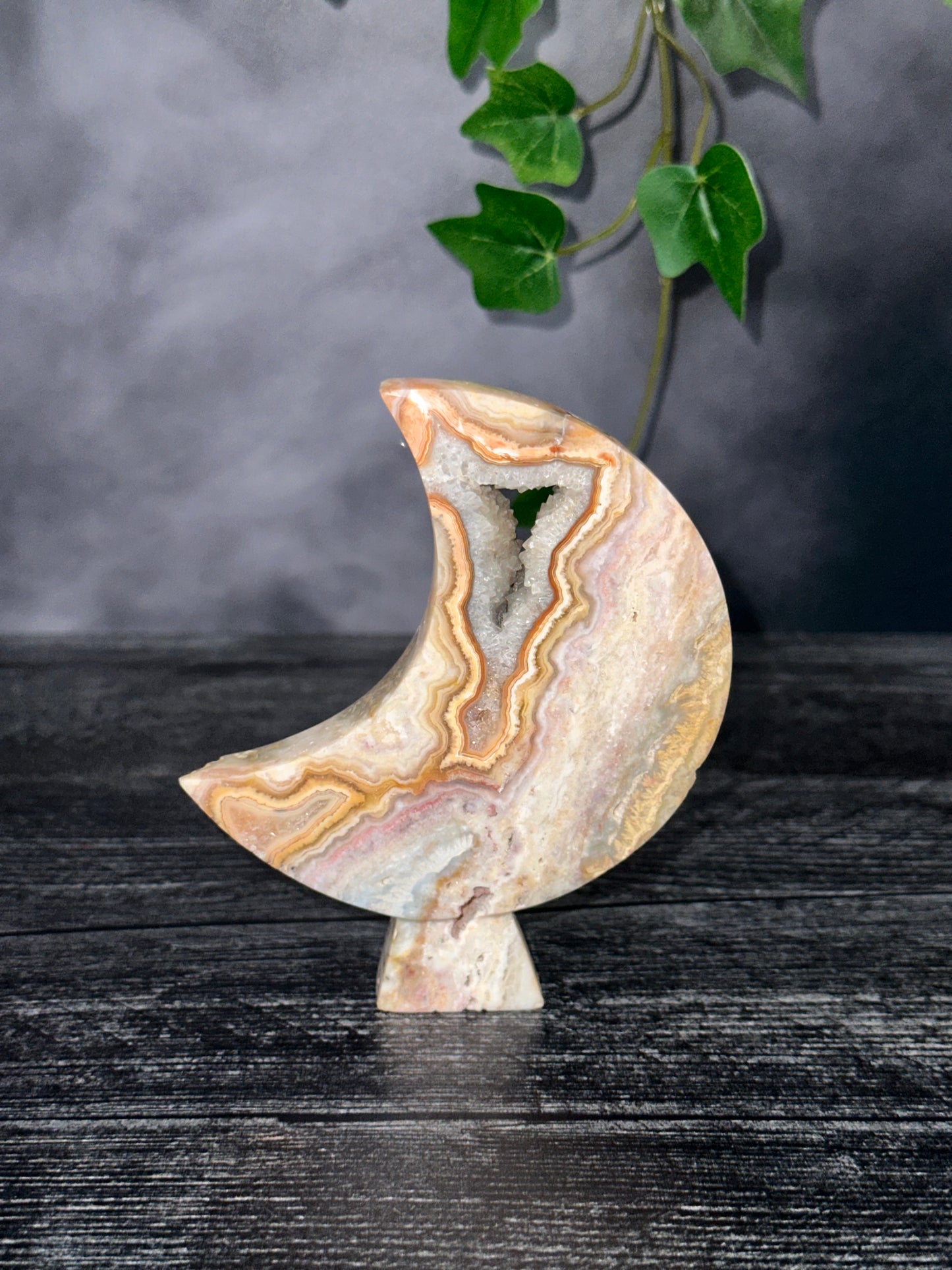 Crazy Lace Agate Crescent Moon